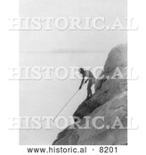 Historical Image of Fishing with a Gaff-Hook 1924 - Black and White by Al