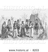September 15th, 2013: Historical Image of Group of Bannock Indians 1878 - Black and White by Al