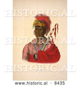 Historical Image of Ioway Native American Warrior, Tah-Ro-Hon by Al