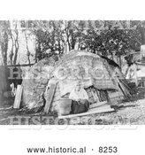 Historical Image of Klamath Tule Hut 1923 - Black and White Version by Al