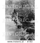 September 15th, 2013: Historical Image of Miwok Spear Fishing 1924 - Black and White by Al
