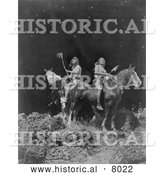 Historical Image of Native American Nez Perce Men on Horseback 1910 - Black and White by Al