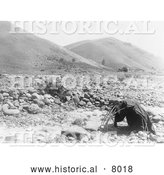 Historical Image of Nez Perce Sweat Lodge 1910 - Black and White by Al