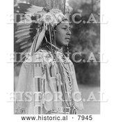 Historical Image of Umatilla Indian Costume 1910 - Black and White by Al