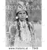 Historical Image of Umatilla Indian Woman 1910 - Black and White by Al