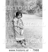 Historical Image of Umatilla Native American Indian Girl 1910 - Black and White by Al