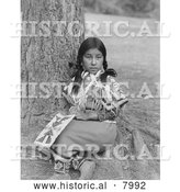Historical Image of Umatilla Native American Indian Girl 1910 - Black and White by Al