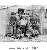 Historical Image of Young Aleutians - Black and White Version by Al