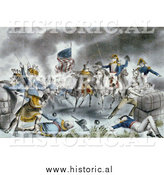 Historical Lithograph Image of the Battle of New Orleans on January 8th, 1814 by Al