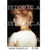 Historical Painting of a Red Haired Girl from Behind, Looking Left by Frederic Lord Leighton by Al