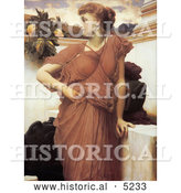 Historical Painting of a Woman Looking over Her Shoulder, at the Fountain by Frederic Lord Leighton by Al