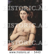 Historical Painting of a Woman Named Margherita Posing with One Hand on Her Breast, La Fornarina, by Raphael by Al