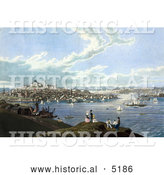 Historical Painting of People with a View of Boston and the Harbor at Dorchester Heights by Al