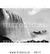 Historical Photo of a Lower View of American Falls, Niagara Falls, New York - Black and White Version by Al