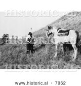 Historical Photo of a Sioux Indian and Pony 1900 - Black and White by Al
