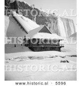 Historical Photo of a Station at Foot of Incline at the American Falls, in the Winter, Niagara Falls - Black and White Version by Al