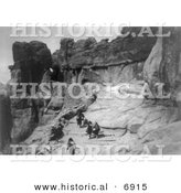 Historical Photo of Acoma Women Carrying Pottery - Native American Indian - Black and White Version by Al