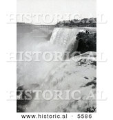 Historical Photo of American Falls from Goat Island, Niagara Falls - Black and White Version by Al