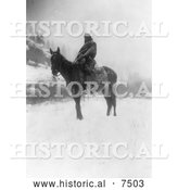 Historical Photo of Apsaroke Indian on Horse 1908 - Black and White by Al