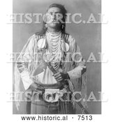 Historical Photo of Apsaroke Native Man Holding a Tomahawk 1908 - Black and White by Al