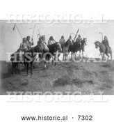 Historical Photo of Apsaroke Natives on Horseback 1908 - Black and White by Al