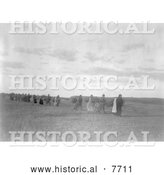 Historical Photo of Arikara Women Carrying Sticks 1908 - Black and White by Al