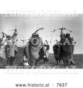Historical Photo of Atsina Indians Shooting Arrows 1908 - Black and White by Al