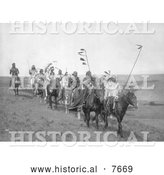 Historical Photo of Atsina Men on Horses 1908 - Black and White by Al