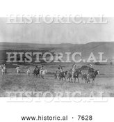 Historical Photo of Atsina Natives on Horses 1908 - Black and White by Al