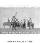 Historical Photo of Atsina Warriors on Horses 1908 - Black and White by Al
