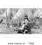 Historical Photo of Cheyenne Indian Girl Named Minnie Chips 1908 - Black and White by Al