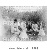 Historical Photo of Cheyenne Indian Girls with Toys 1907 - Black and White by Al