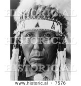 Historical Photo of Cheyenne Native American Man Named Red Bird 1927 - Black and White by Al