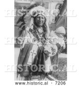 Historical Photo of Chief Spotted Crow and Granddaughter 1929 - Black and White by Al