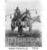 Historical Photo of Crow Indians Bird on the Ground and Forked Ir 1908 - Black and White by Al