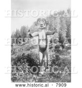 Historical Photo of Dzoonokwa Totem Pole - Black and White by Al