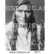 Historical Photo of Head-Dress, an Atsina Indian Man 1908 - Black and White by Al