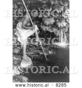 Historical Photo of Hupa Indian Spear Fishing 1923 - Black and White Version by Al
