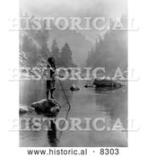 Historical Photo of Hupa Man with Spear 1923 - Black and White Version by Al