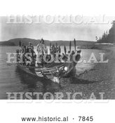 Historical Photo of Indian Wedding Canoes 1914 - Black and White by Al