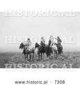 Historical Photo of Indians on Horses 1905 - Black and White by Al