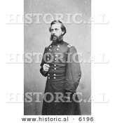Historical Photo of Jefferson Davis Wearing His Military Uniform - Black and White Version by Al