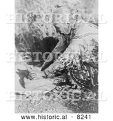 Historical Photo of Klamath Woman Grinding Wokas 1923 - Black and White by Al