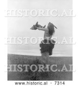 December 13th, 2013: Historical Photo of Mandan Indian Holding a Buffalo Skull 1908 - Black and White by Al