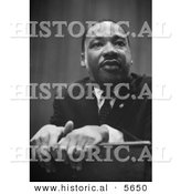 Historical Photo of Martin Luther King Jr. Leaning on a Lectern - Black and White Version by Al