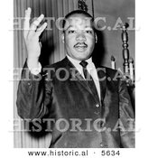 Historical Photo of Martin Luther King Jr. Raising One Hand up - Black and White Version by Al