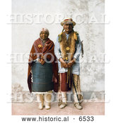 Historical Photo of Old Native American Couple, Jose Jesus and His Wife, Posing Together by Al