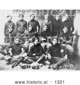 Historical Photo of Osage Native American Indian School Football Team, 1910 - Black and White by Al