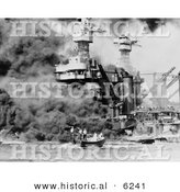 Historical Photo of People Getting Rescued After the Bombing of Pearl Harbor - Black and White Version by Al