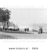 Historical Photo of People Walking Around at Prospect Point Park, Niagara Falls - Black and White Version by Al